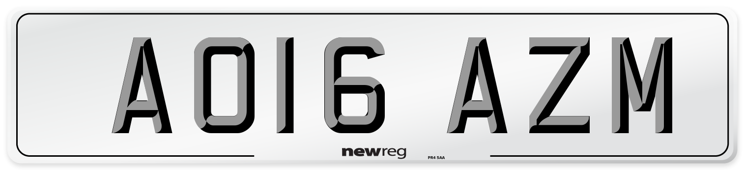 AO16 AZM Number Plate from New Reg